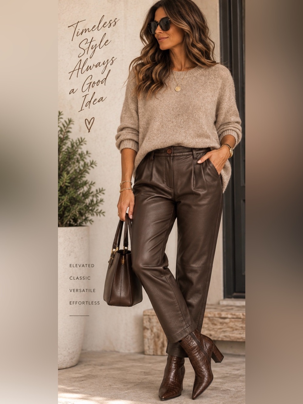 Margaret Godfrey Size 4 Chocolate Brown 100% Leather Pants Quiet Luxury